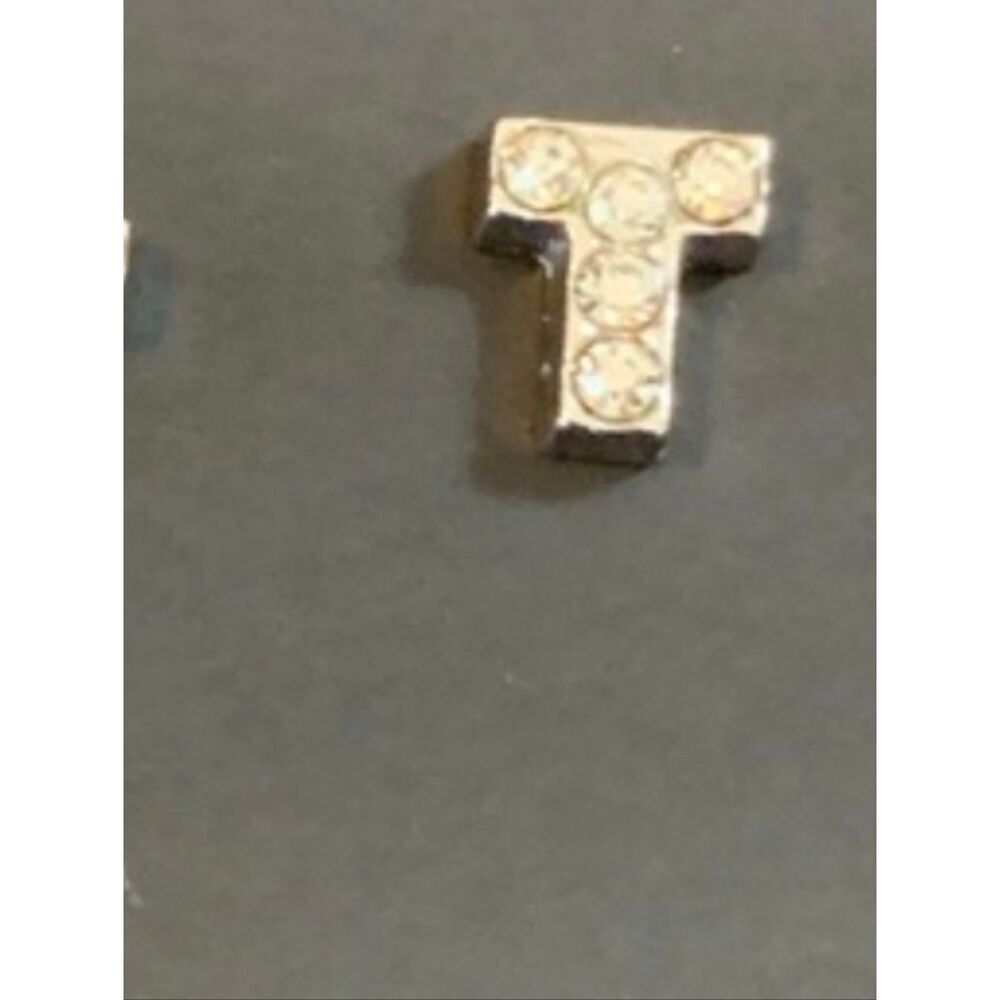 Rhinestone 'T' Floating Locket Charm